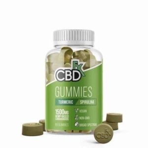 CBDfx Turmeric & Spirulina Vegan CBD Gummies 1500mg CBD (60 Count Bottle)