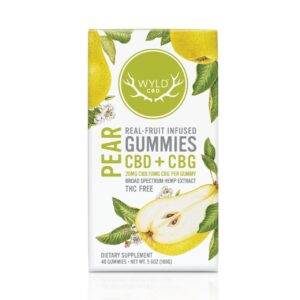 Wyld CBD, Pear Gummies, Broad Spectrum THC-Free, 40ct, 400mg CBG + 800mg CBD